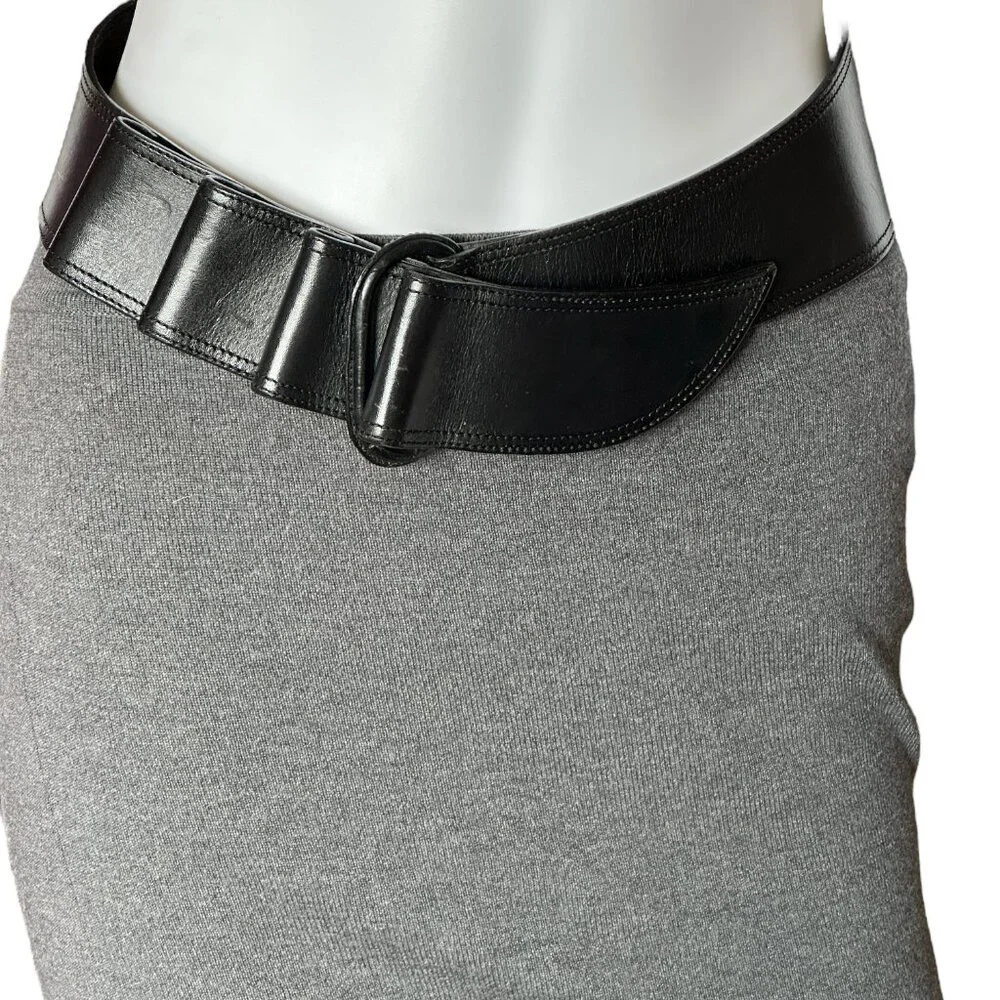 Flawless Claude Montana Black Leather Notched Belt - Picture 7 of 8